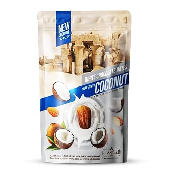 El Sherouk White Chocolate Covered Dates with Coconut & Almonds 250 g 8.82 oz