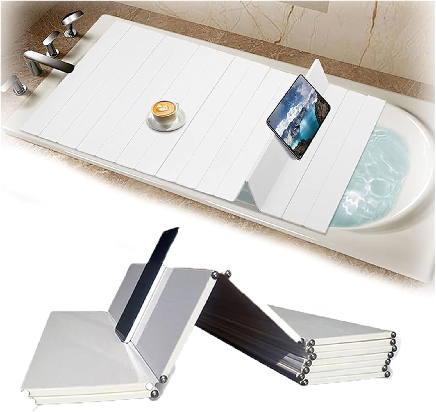 Dustproof Shutter Bath, Freestanding Bathtub Covers, Bath Tub Tray Waterproof, Modern Bath Tub Racks for Home(164 * 80 * 0.6cm)