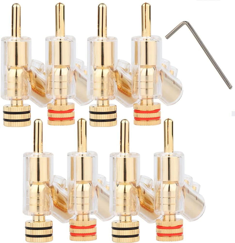 Monosaudio 8Pcs 45 Degree Angled Banana Plugs, Locking