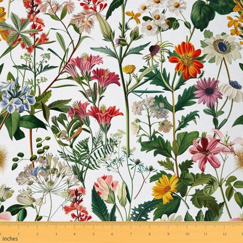 Erosebridal Daisy Flowers Fabric by The Yard, Natural Fresh Garden