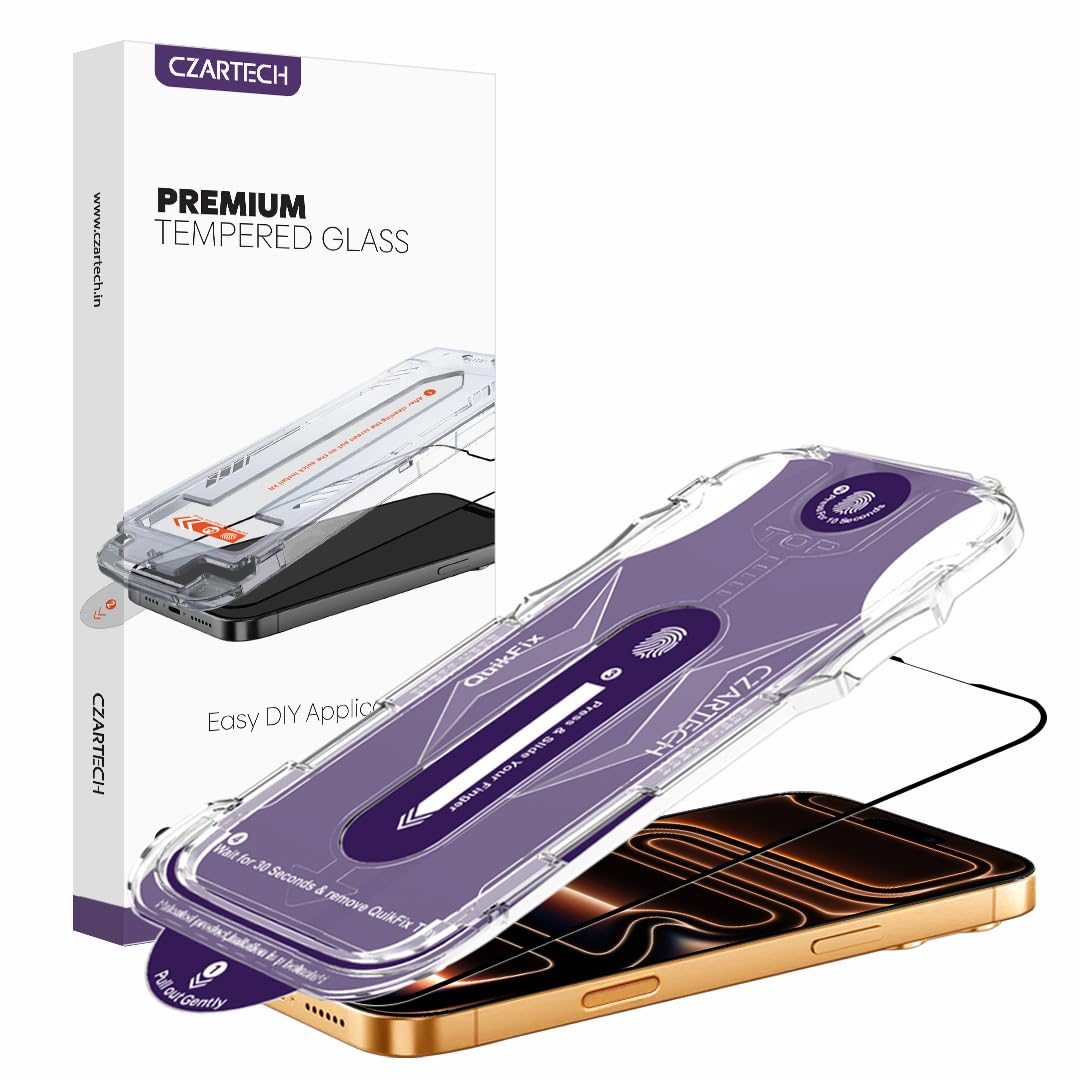 CZARTECH [Auto Align] Tempered Glass For iPhone 17 Screen Protector Edge to Edge Full Protection HD glass with Quik Fix Application | Bubble & Dust Free | Scratch Resistant | Military Grade Protection. — Amazon image 9