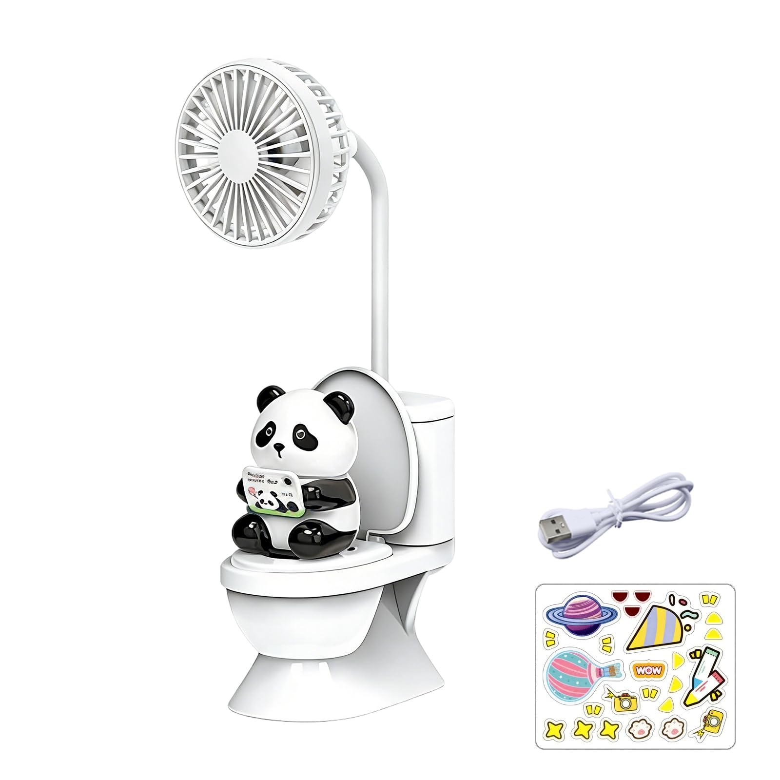 Hsyzygian Noise Toilet Shape Cooling Fan Quiet Operate Light Weight USB Rechargeable Desk Fan for Home Offices Gift USB Rechargeable Desk