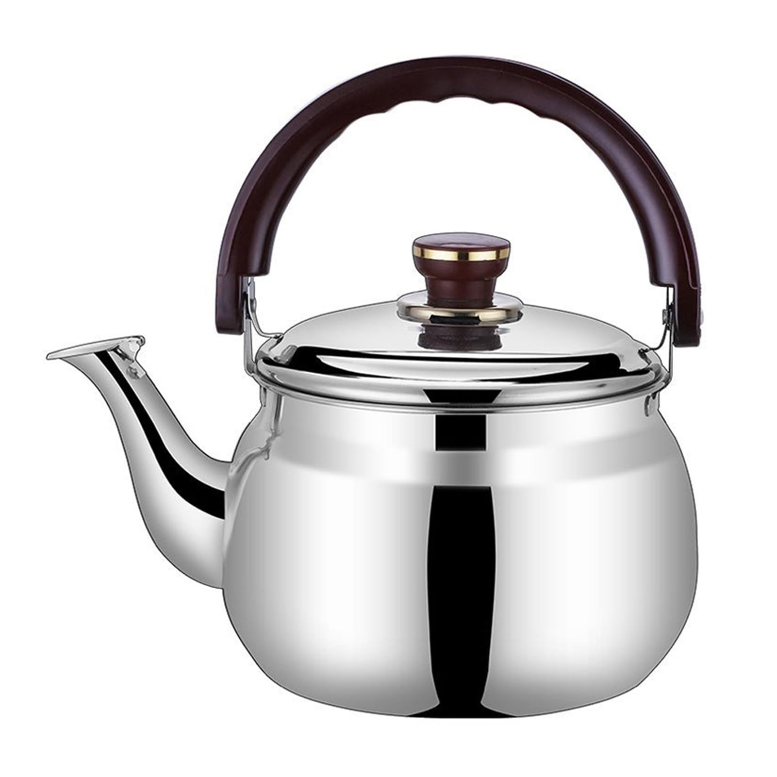 Teekessel aus lebensmittelechtem Edelstahl 304 für den Herd, pfeifende Teekanne mit kühl bleibendem, ergonomischem Griff, geeignet für alle Wärmequellen (1,8 l)