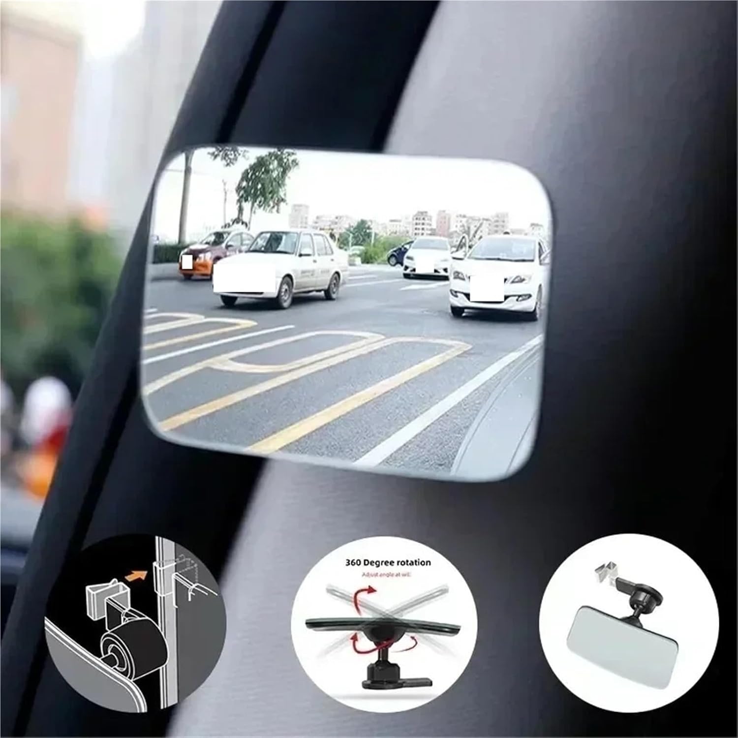 Fit for 2/1PCS 360° Adjustable HD Convex Car Blind Spot Mirror - Wide-Angle Rearview Parking Assistance(2pcs interior)