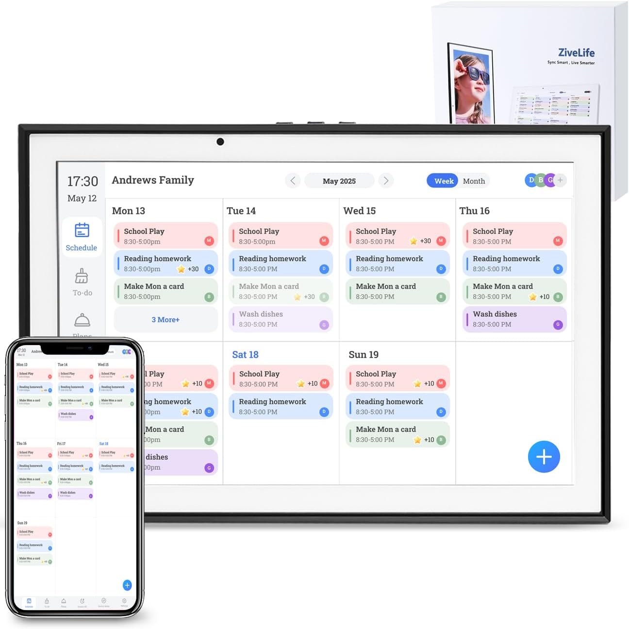 10.1 Inch Digital Calendar – HD Touchscreen Family Smart Calendar Electronic with Chore Chart & Meal Planner, Interactive Display for Family Schedules for Wall Display