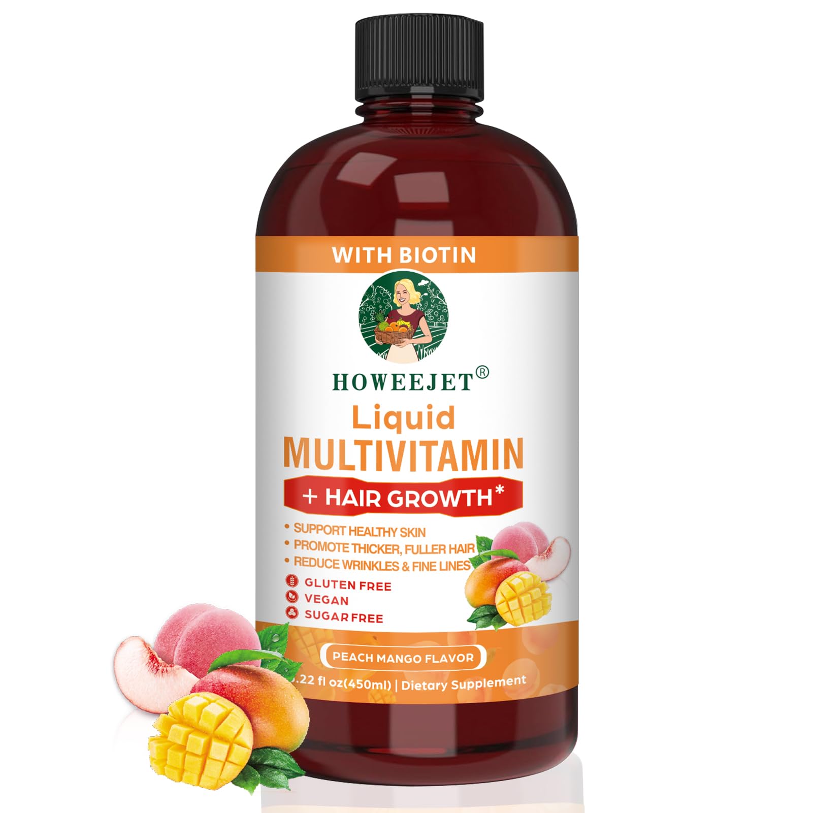 Liquid Multivitamin,Hair Growth,Support Healthy Skin,Promote Thicker,Fuller Hair,Reduce Wrinkles & Fine Lines,15.22 fl oz