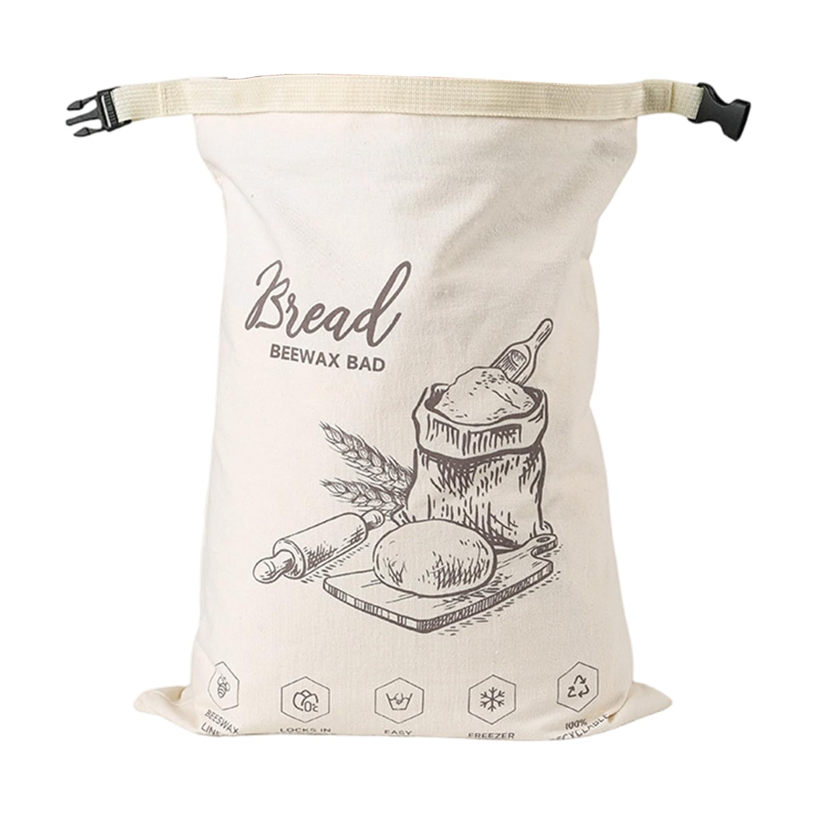 Sustainable Food Grade Bees Wax Bread Wrap Cotton Linen Fabric Bag for Bakery Snacks Storage with Elastic Band Bread Preservation Bag