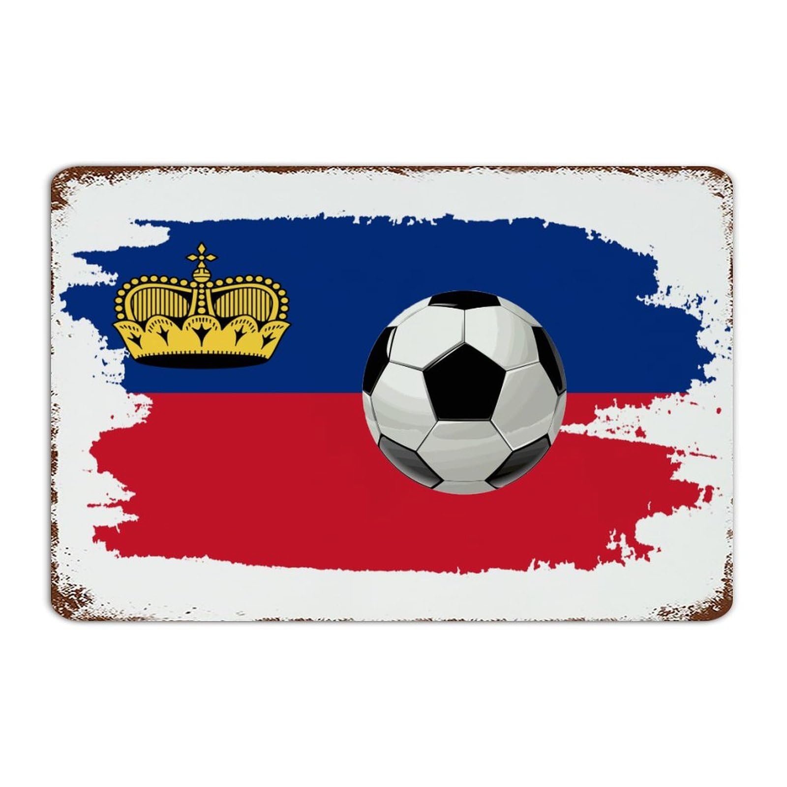 Panneau métal football Liechtenstein 30x45 cm rustique et chic pour déco intérieure et extérieure