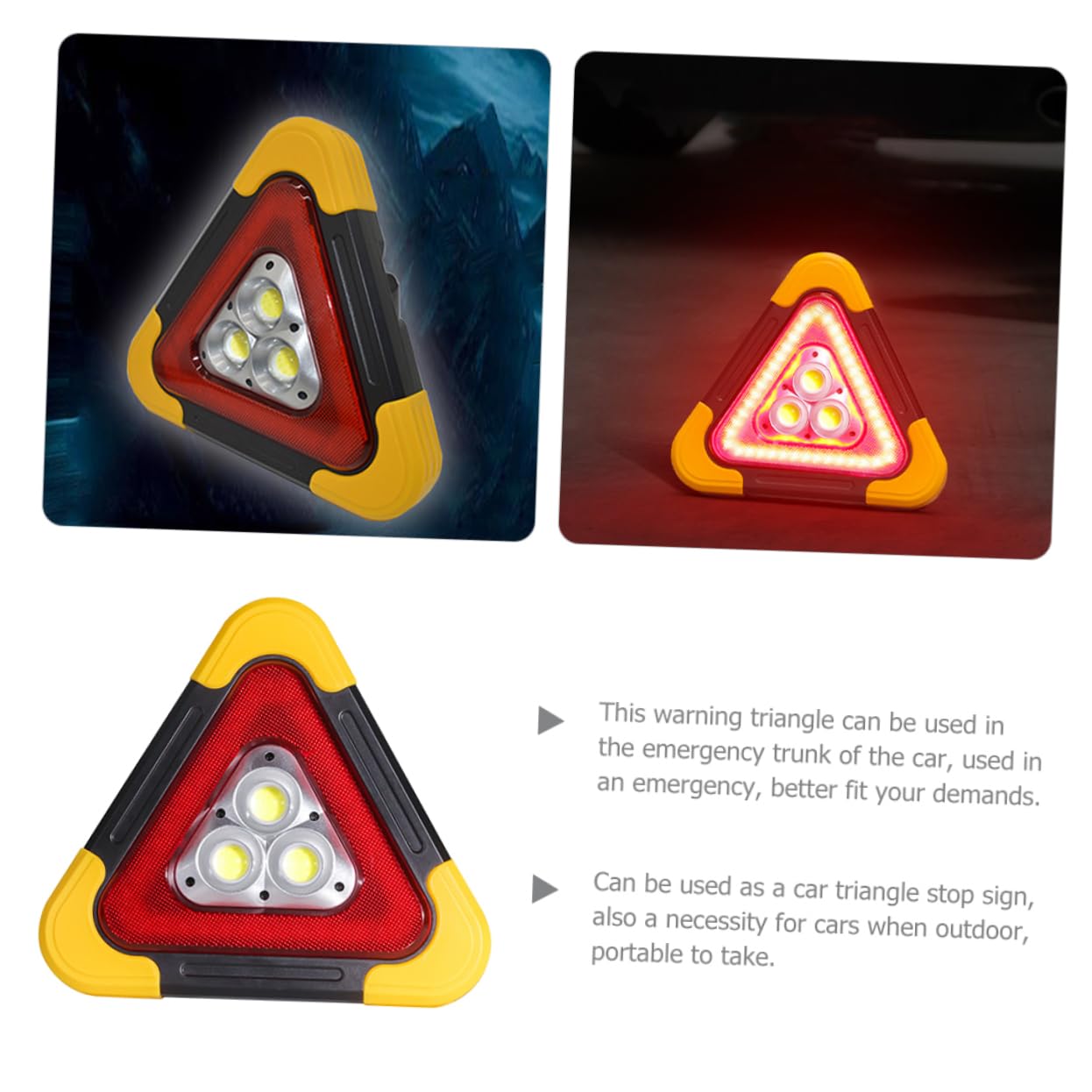 Señal de Advertencia Triangular para Automóvil Luz LED Portátil y Reflectante, Adecuado para Vehículos de Trabajo y Remolques en Asistencia en Carretera