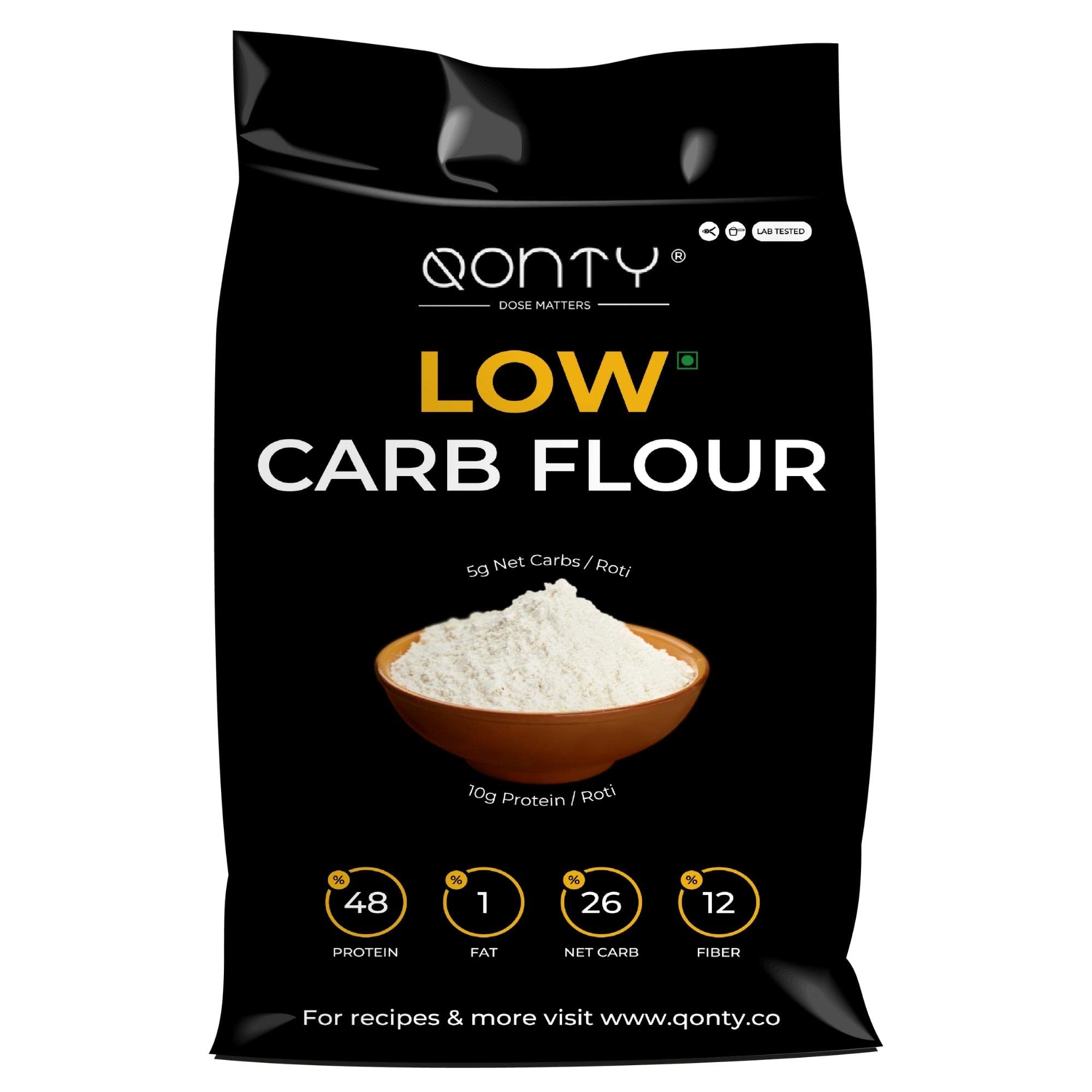 Qonty Low Carb Flour/Atta | 5g Net Carb, 10g Protein (48%), 0g Fat Per Roti | Sugar Control Diabetic Friendly | Lab Tested | No Additives | No Preservatives | Rich in Micro Nutrients (1.75 kg) (B09PV2M2PX) Amazon Price History, Amazon Price Tracker