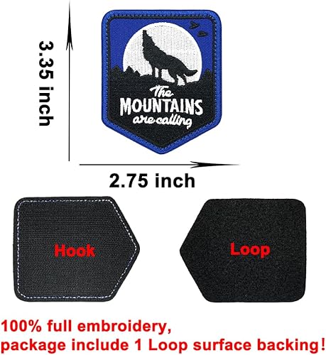 Miniatura 2 de The Mountains are Calling Patch, parche táctico moral, parches militares con cierre de velcro  Divertido aplique bordado para chaquetas, mochila,