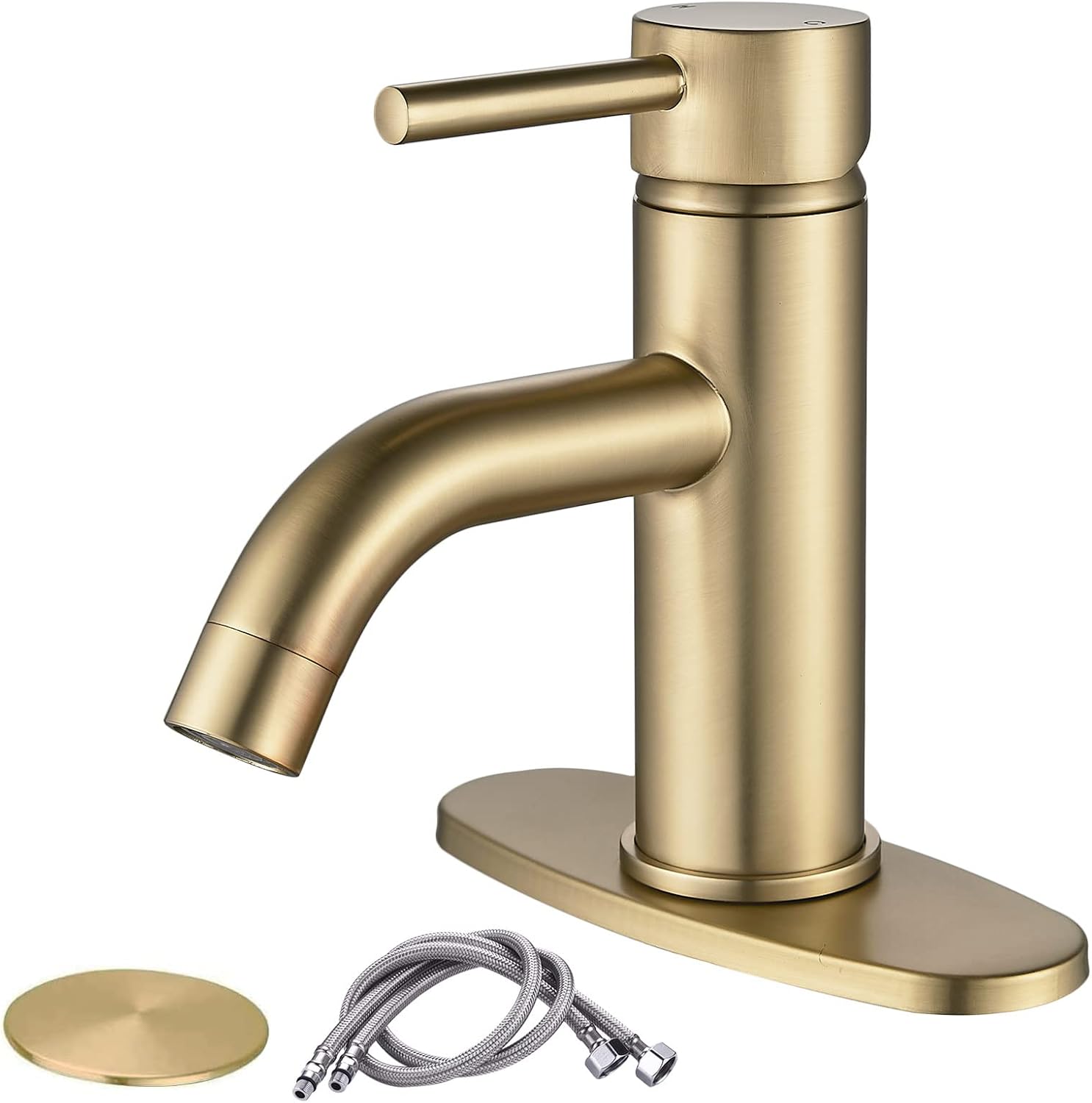 RUIZHI Brushed Gold Bathroom Faucet Single Handle Modern Vanity Faucet