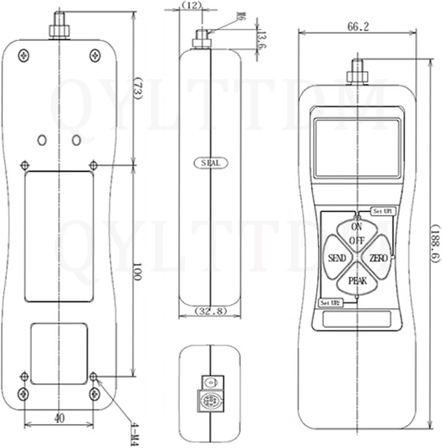 Dynamomètre numérique Industriel 0-50kN, 0.5% F.S Push-Pull de Haute précision, avec LCD rétroéclairé, pour Les essais de Traction et de Compression, unités (50KN)