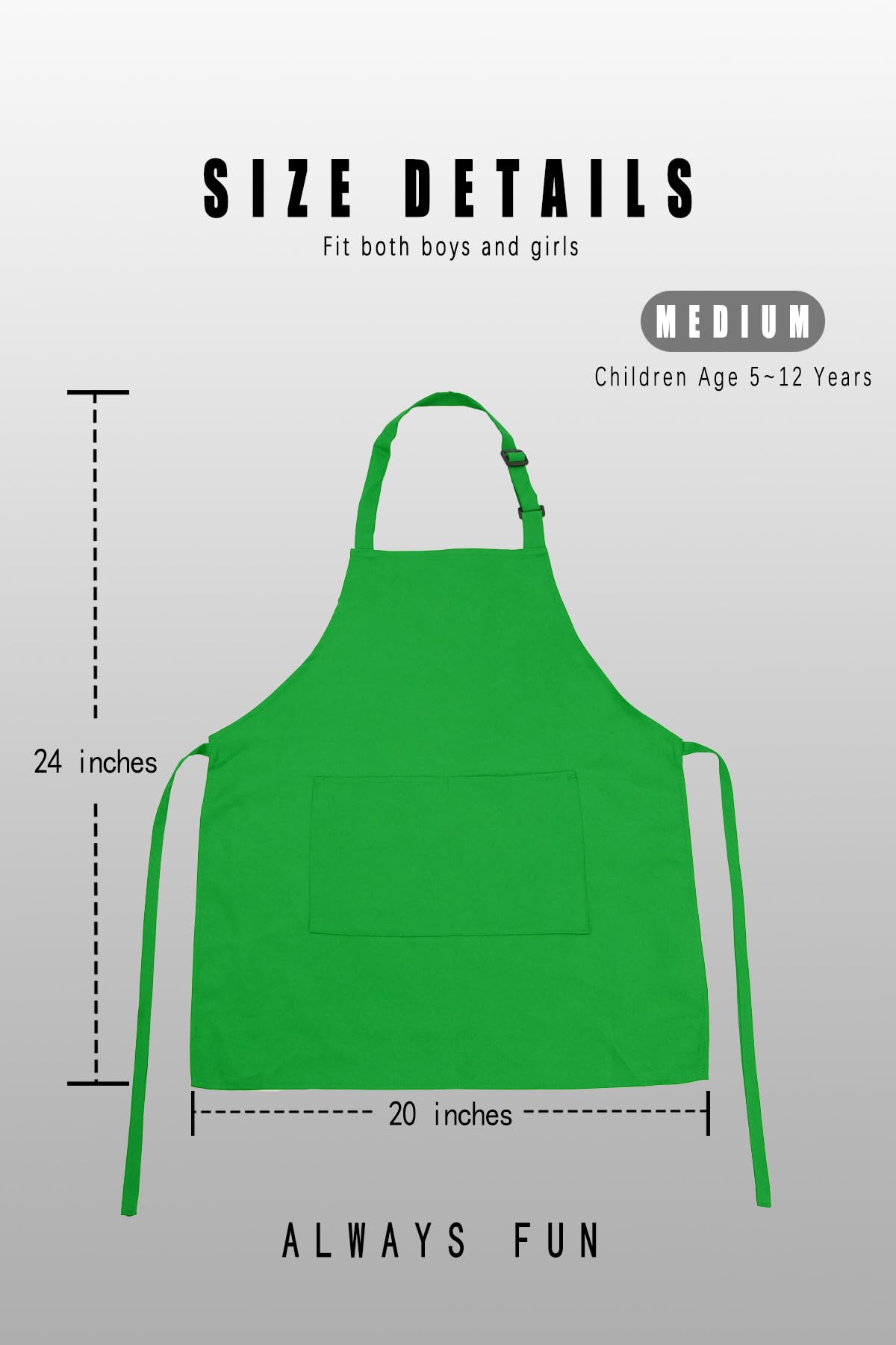 Delantal infantil con correa ajustable con 2 bolsillos, para pintura, cocina, manualidades, unisex, de 5 a 12 años