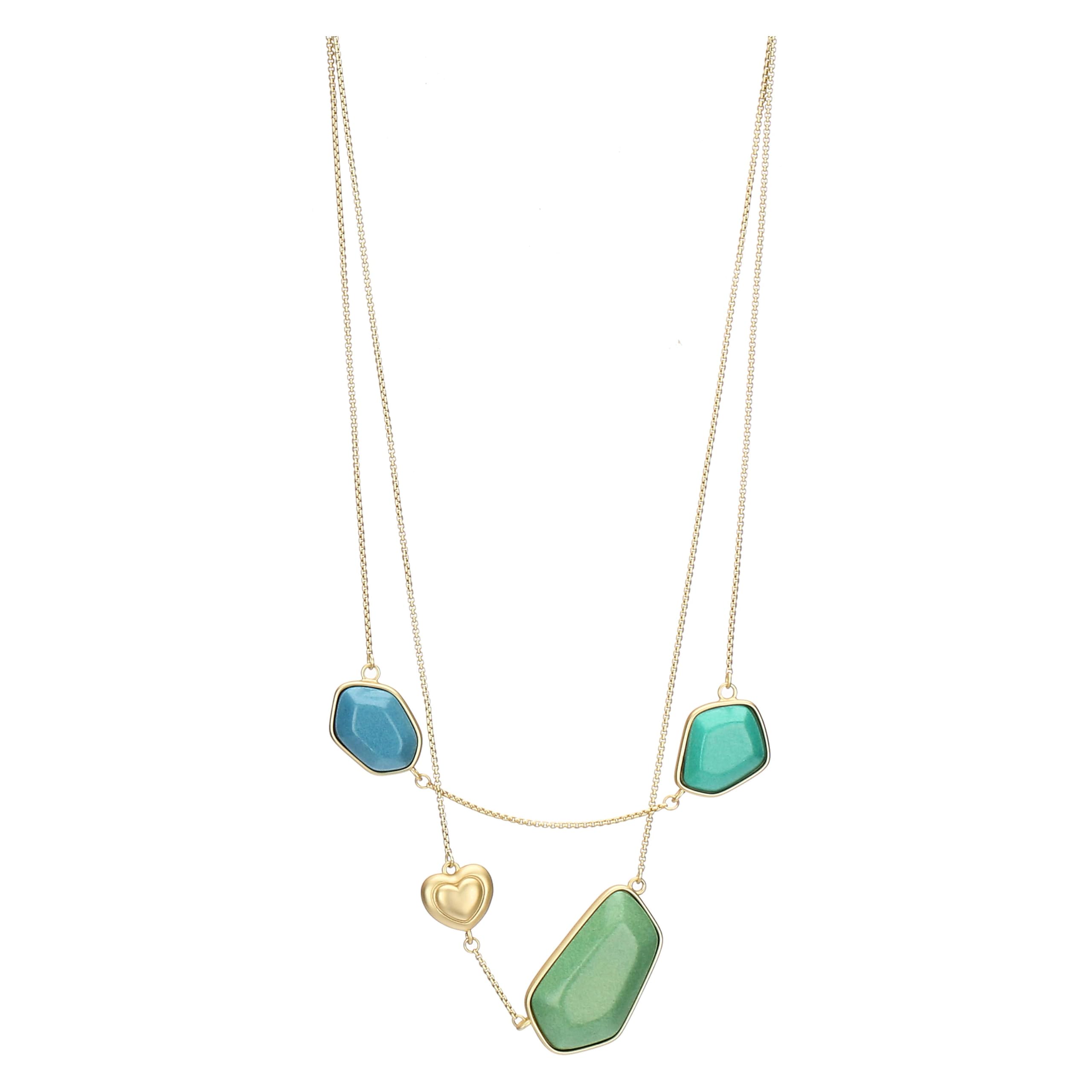 THUN - Collana con pietre e cuore - ceramica, metallo - Collezione Dedicato a te - 90 + 5 cm