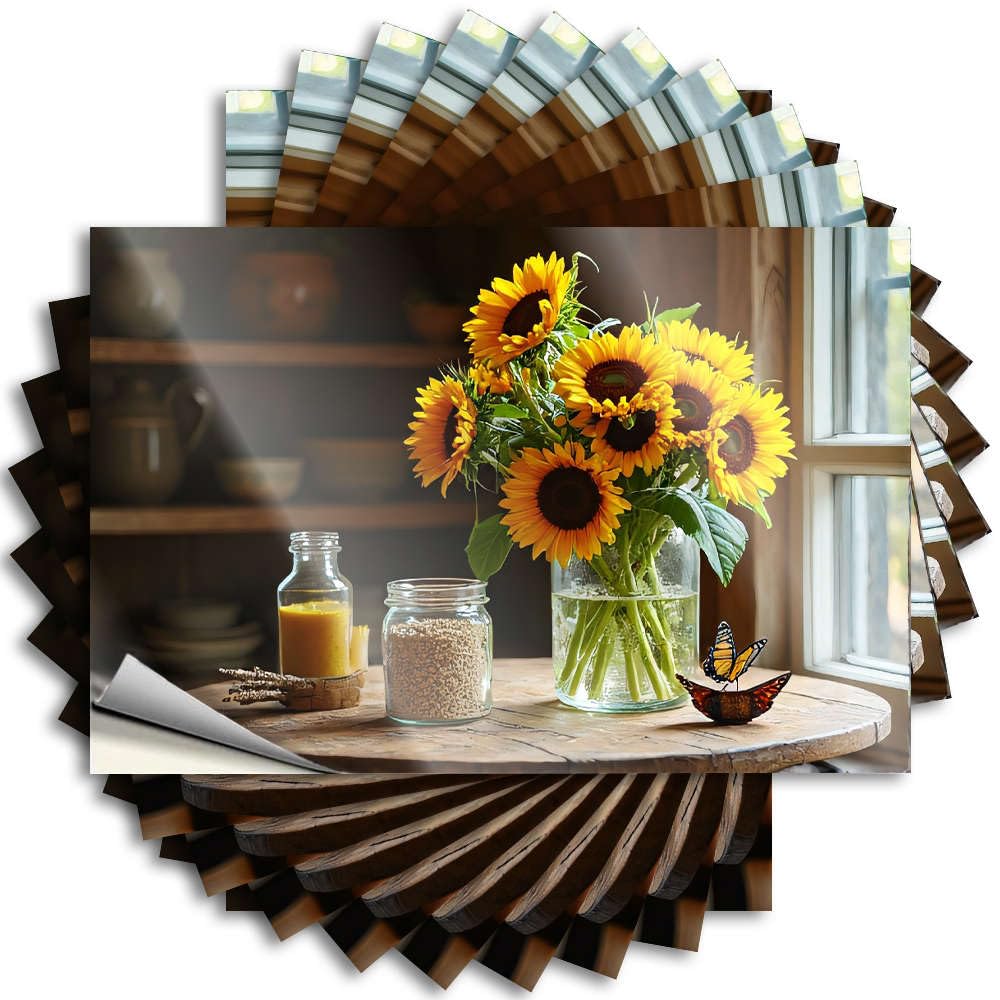 Fzfn Girls Colour Sunflowers In A Vase On A Wooden Table. Work Desk Decor Diy | Feminist Decal Bumper Removable Vinyl Sticker Decal(8X12cm)