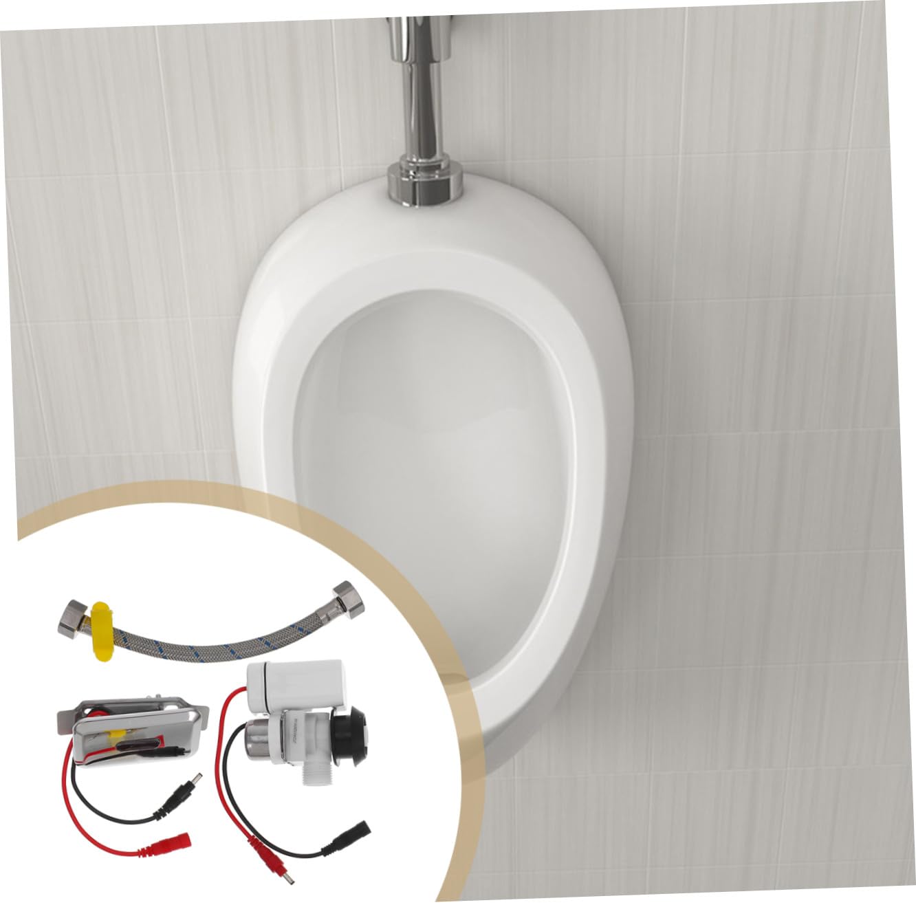 Soupape de Chasse D'urine à Capteur Intelligent, Interface Dc | Abs, Cuivre et Caoutchouc, pour Tuyaux D’eau Standard 22mm, Lot de 1 Set de Set, Usage Privé ou Public