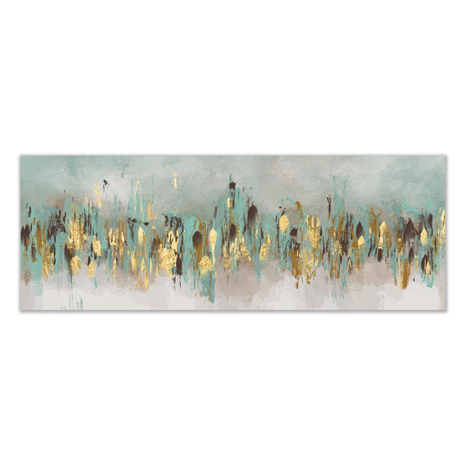 Cuadros de pared para decoración del hogar verde y dorado para sala de estar, lienzos decorativos rectangulares horizontales abstractos, carteles de 60x180cm sin marco