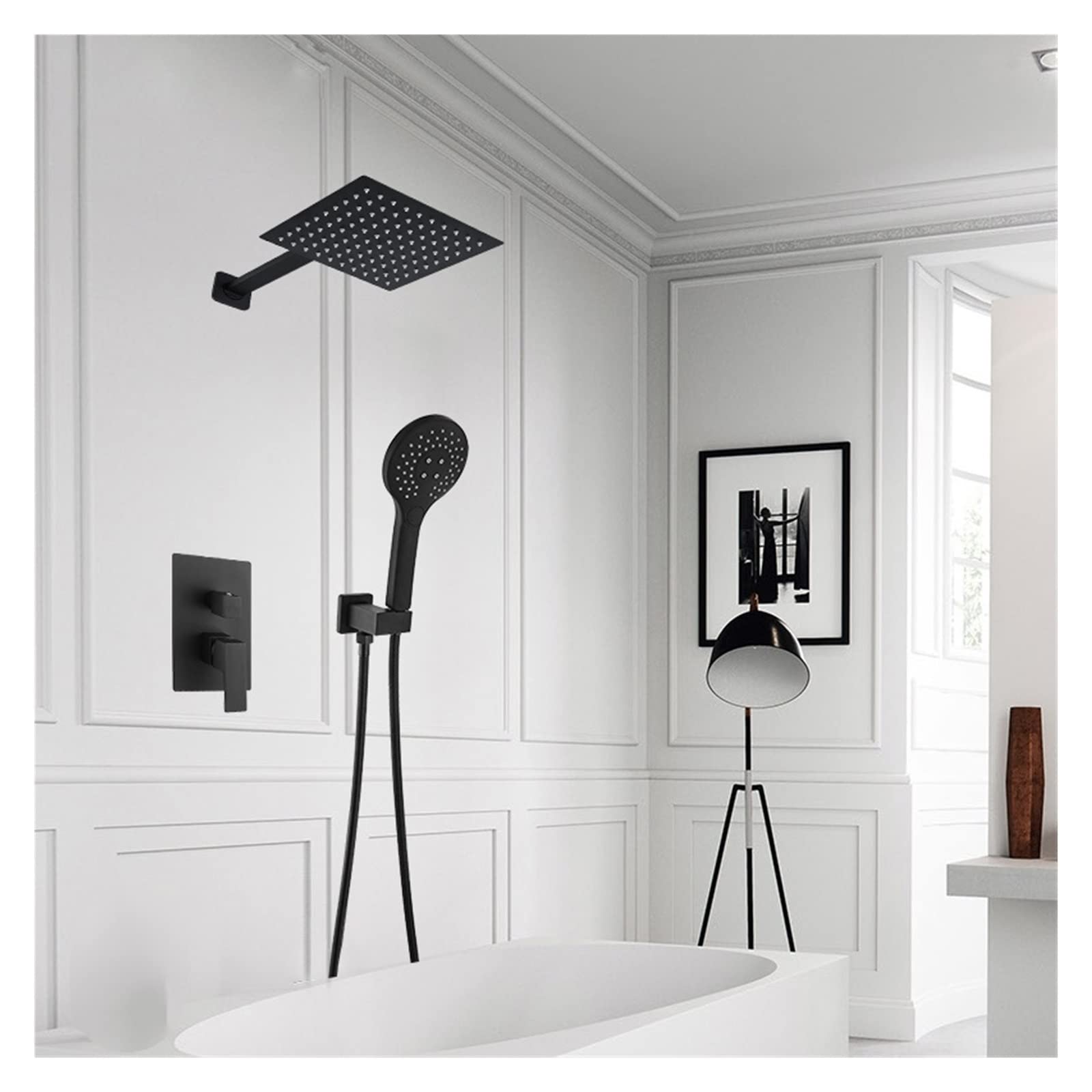 Robinet de douche en laiton noir à effet pluie pour rénovation moderne