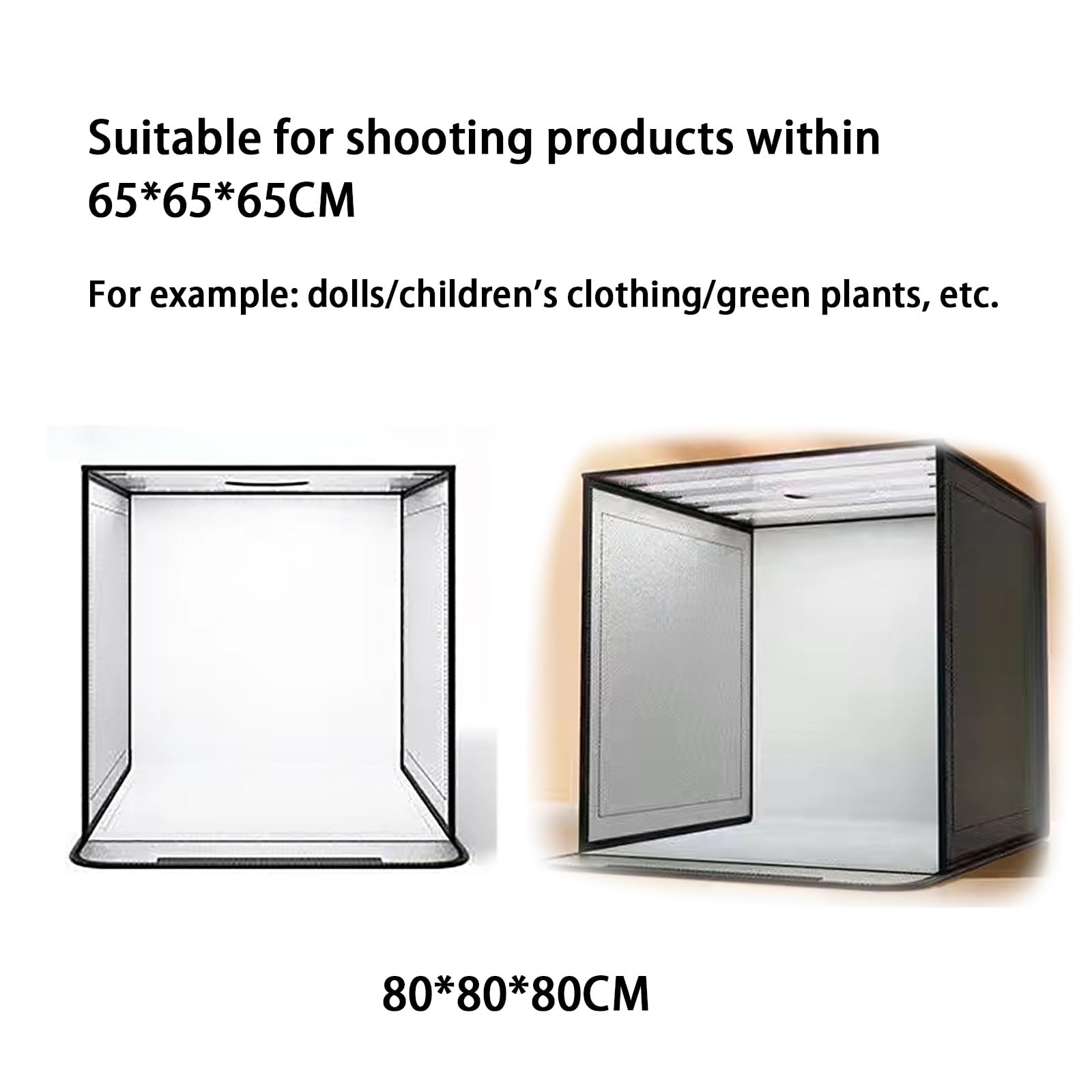 Profesjonalne Studio Fotograficzne 80 Cm, Mała Podświetlana Kaseta Do Zdjęć, Składana + 3 Temperatury Barwowe + Nieskończone Przyciemnianie + 3 Otwory Boczne + 5 Płytek Z Kolorem Tła,Black