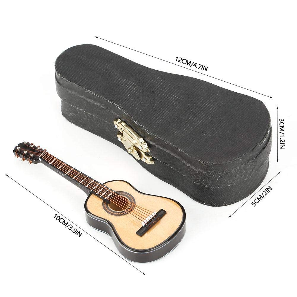 Walfront Modello di Chitarra In Miniatura In Legno con Supporto e Mini Strumento Musicale per la Decorazione Della Casa del Modello di Casa Delle Bambole In Miniatura