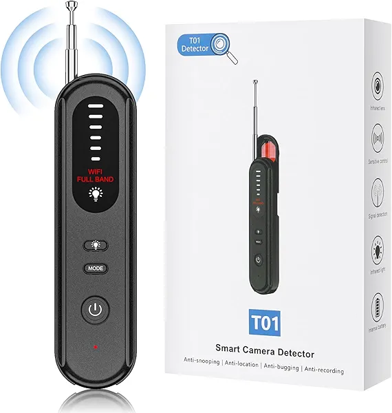 Aroeally Hidden Camera Detector - 2025 Camera Detector, Hidden Device GPS Detector, Bug Detector, Camera Detector for Hotels, Travel, Office, 5 Levels Sensitivity (Black)