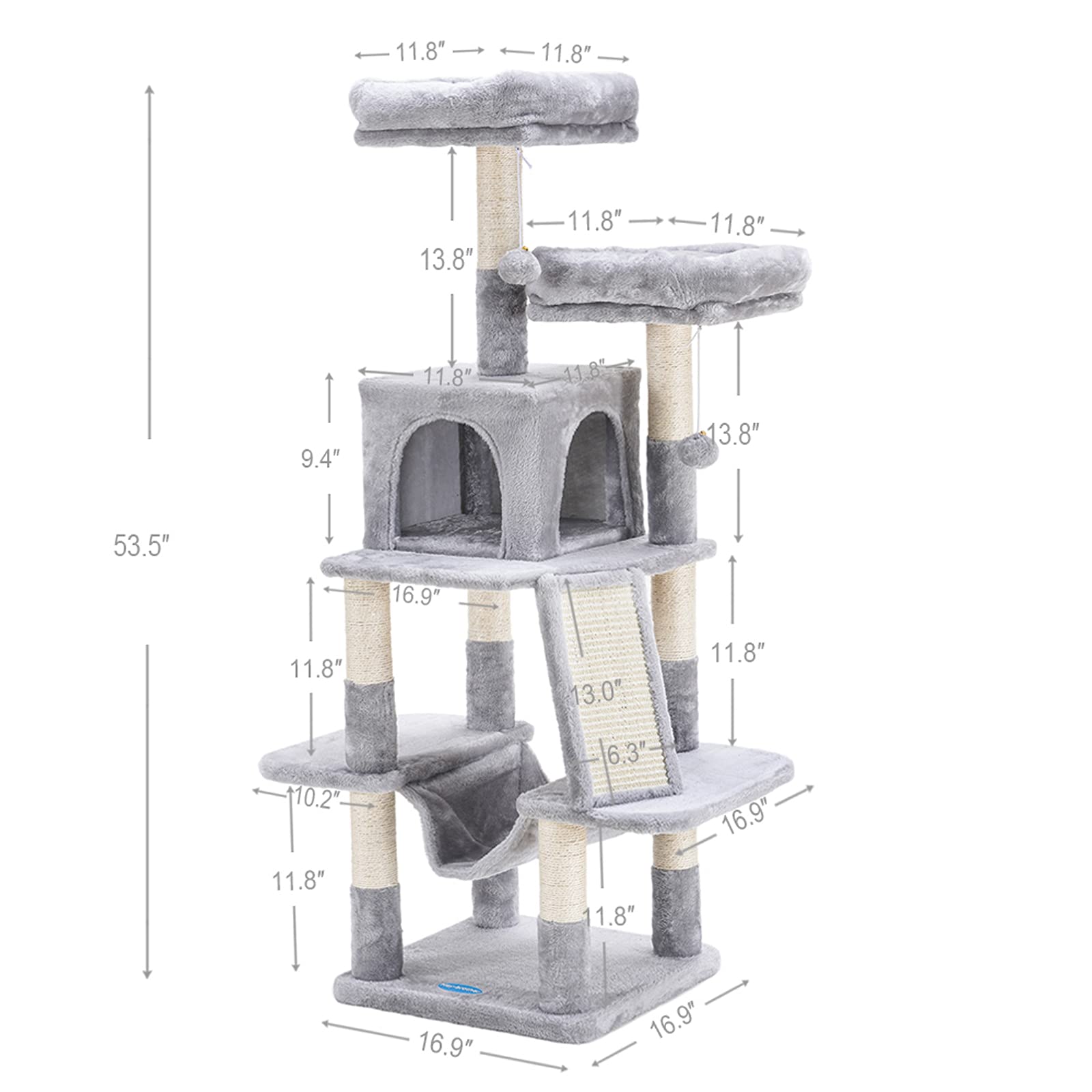 Heybrother Cat Tree for Indoor Cats, 53 inch Cat Tower with Scratch