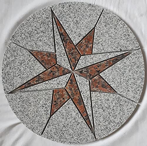 Rosone 035-CO - Granito redondo para exterior (40,8 cm), color rojo y blanco Cover