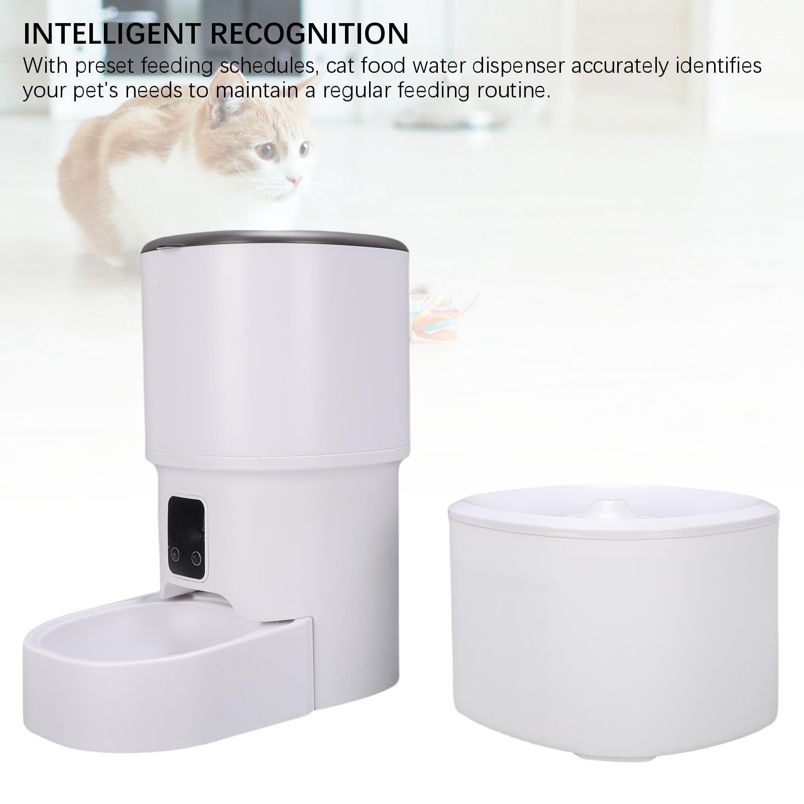 Luocute Comedero y Bebedero Inteligente para Mascotas, Dispensador Automático de Comida para Perros y Gatos con Control de Aplicación WiFi Horarios de Alimentación Preestablecidos,