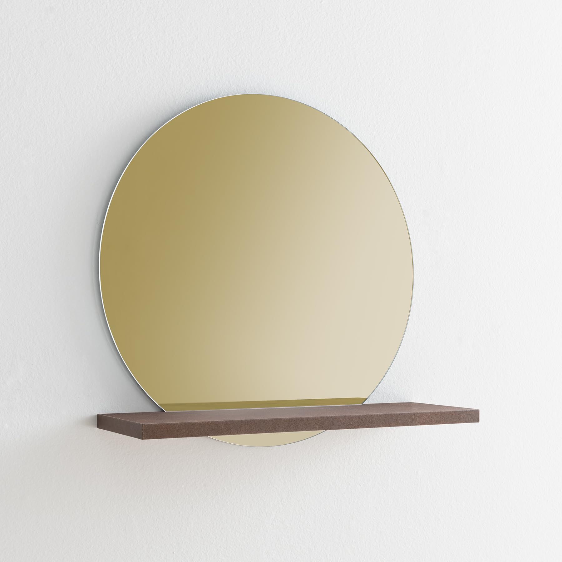 ARHome Specchio Tondo Bronzato con Mensola, 60 x 60 x 22 cm, Corten, Specchiera con mensola, Made in Italy