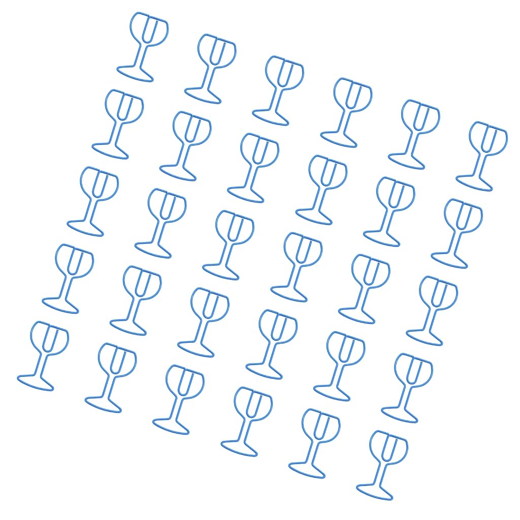 Elnwnnkc 30Pcs Wine Glass Paper Clip Small Paperclips Metal File Clamp Book Marker Clips for Document Paper Photo