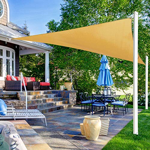 Ohuhu Vela de Sombra, Vela de Sombra Triángulo 3,6 x 3,6 x 3,6 m con Kit instalación,Protección Rayos UV, Toldo Resistente e Lmpermeable, para Patio, Exteriores, Jardín
