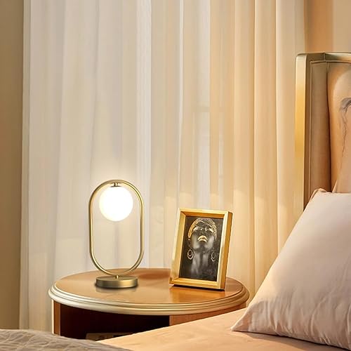 Miniatura 10 de Lámpara de mesa de cristal de 2 luces, lámpara de escritorio de latón dorado con cable enchufable, lámpara de lectura moderna de mediados de siglo,