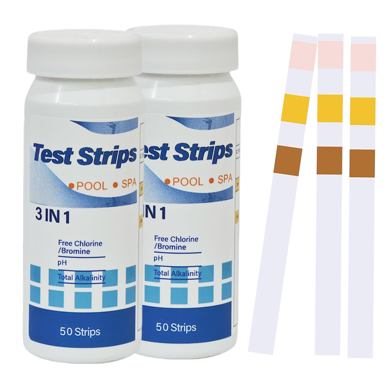 3-in-1 Hot Tub Test Strips,100 Pcs Pool Test Strips for PH,Chlorine & Clearwater,Pool Water Hardness Testing Kit,Clear Water Dip Tester Strip for Lazy Spa,Bromine,Total Alkalinity & Cyanuric Acid