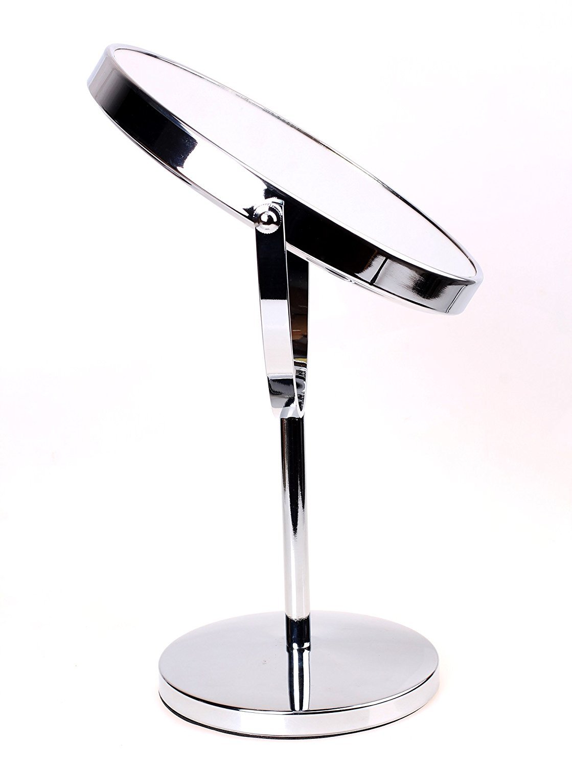 Lustro na cokole 20 cm, 10-krotne powiększenie, dwustronne, obrotowe, chromowane wykończenie, lusterko kosmetyczne, stojące lusterko do golenia, do łazienki i sypialni, KXD3108-10x