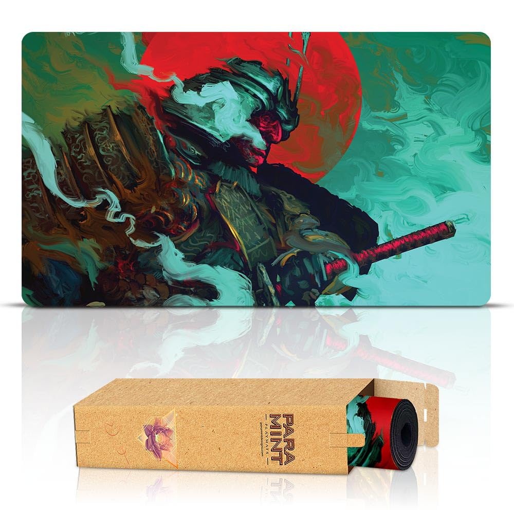 Samurai (Bordi cuciti) - Tappetino da Gioco MTG - Compatibile con Tappetino da Gioco Magic The Gathering - Gioca a MTG, YuGiOh, TCG - Disegni Originali