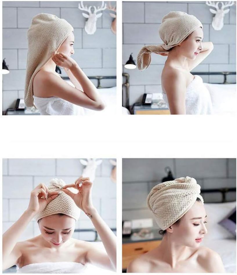 4 Pcs Microfiber Hair Towel Wraps for Women Anti Frizz Quick Dry Magic Head Turban Hat Shower Caps for g Thick Curly Hair Super Absorbent Fast Drying Quick Dry Hair Towel