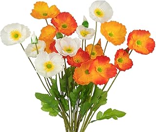 FERIAL 6 Pcs Artificial Poppies Flowers Silk Poppy Flowers Faux Flowers Poppy Plants Fake Flowers Bulk for Home Decorations Table Centerpieces Floral Arrangement Wedding Bouquet Mixed Colors