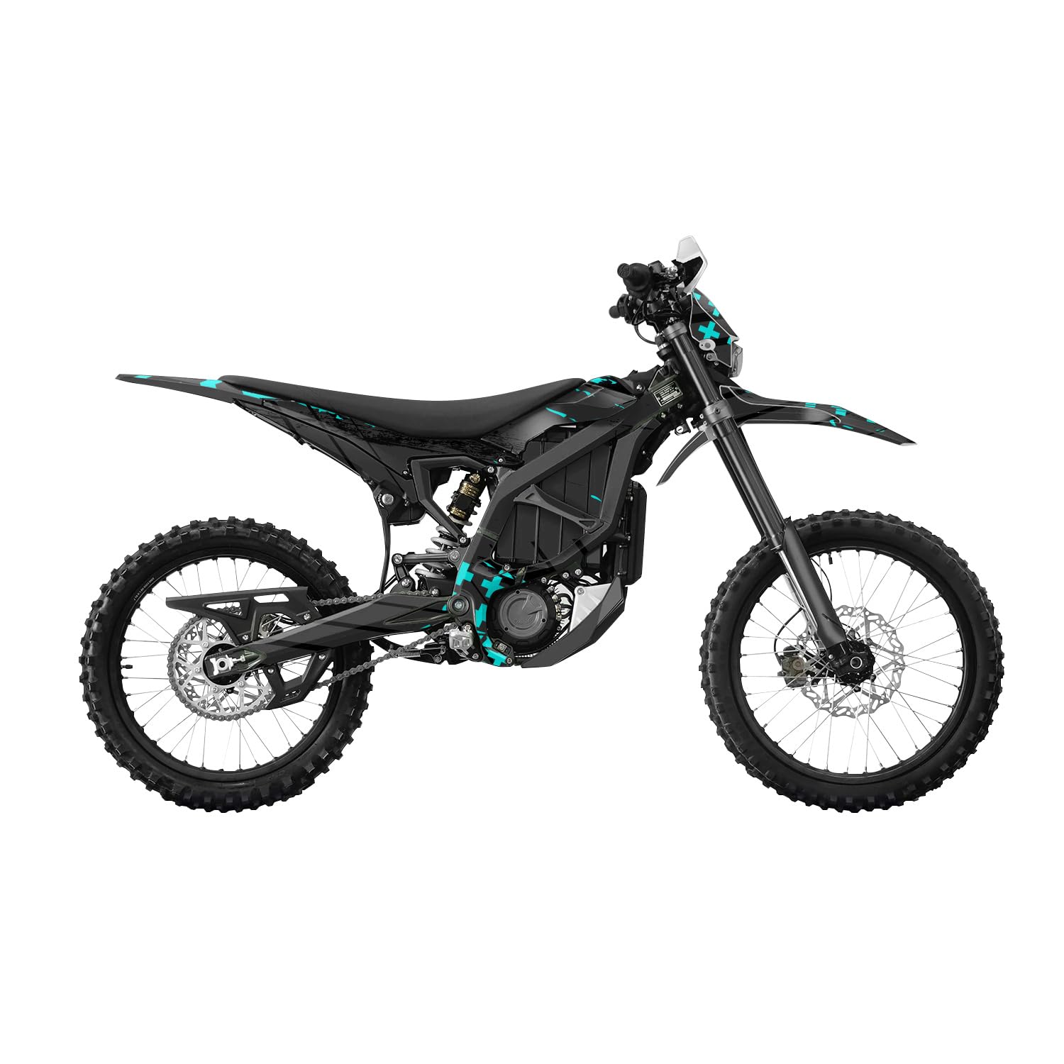 Surron Ultra Bee Graphics Kit Wrap - Grunge Cross Cyan - Sur-Ron Skin - Premium 3M Vinyl Protective Wrap Decal Cover - Easy to Apply | Crafted in The USA by MightySkins