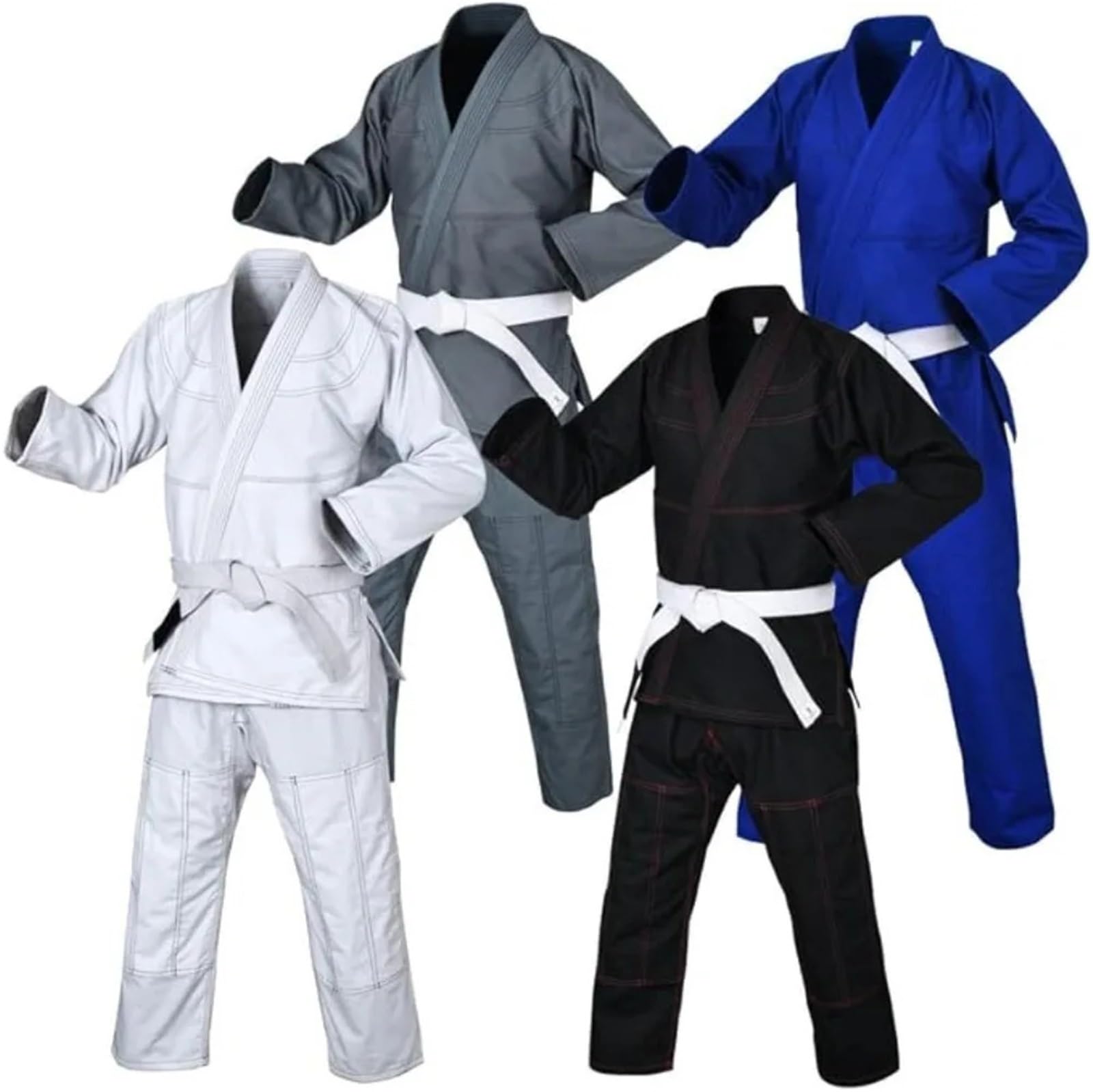 Jiu-Jitsu-Gi-Anzug for Herren, BJJ-Gi, Damen, Grappling, einlaufvorbehandelt, schweißableitend, maschinenwaschbar, leicht – mit Gürtel FüR MäNner Frauen