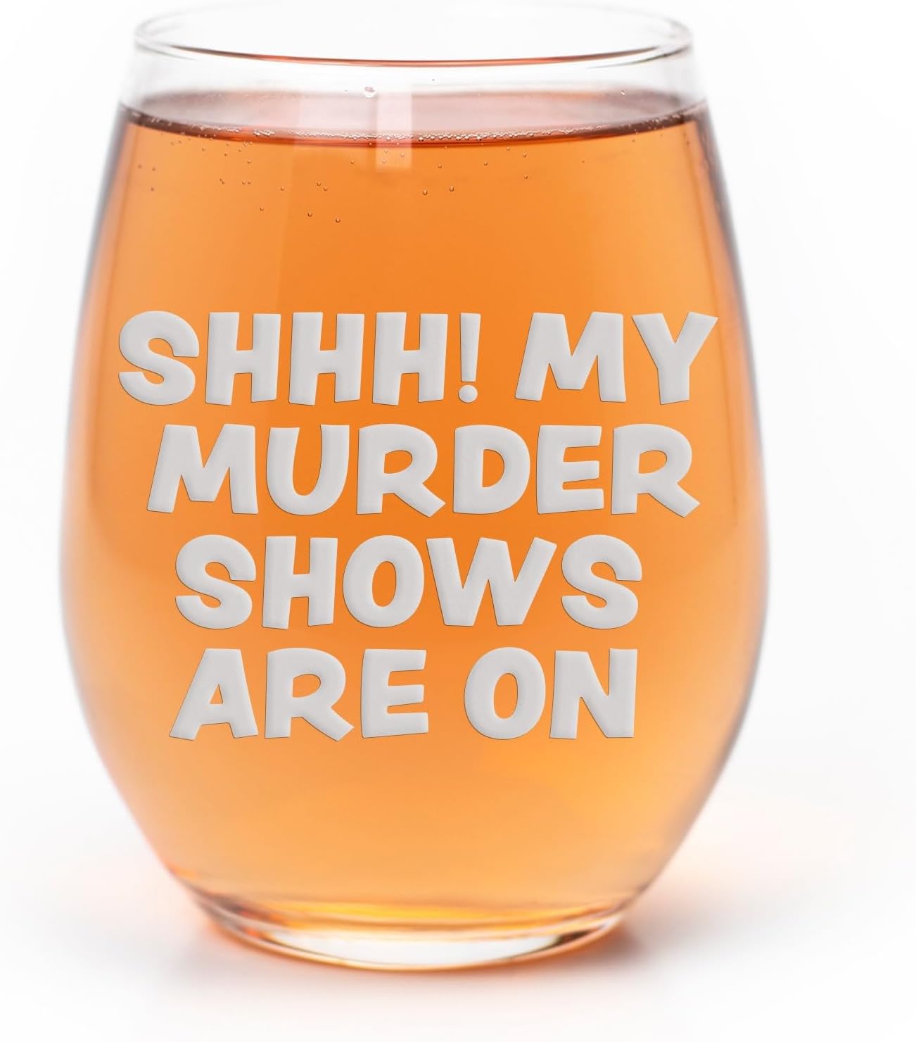 Shhh Murder Shows Are On Stemless Wine Glass - True Crime Gift for Wine-Loving Fans - 2 Glasses
