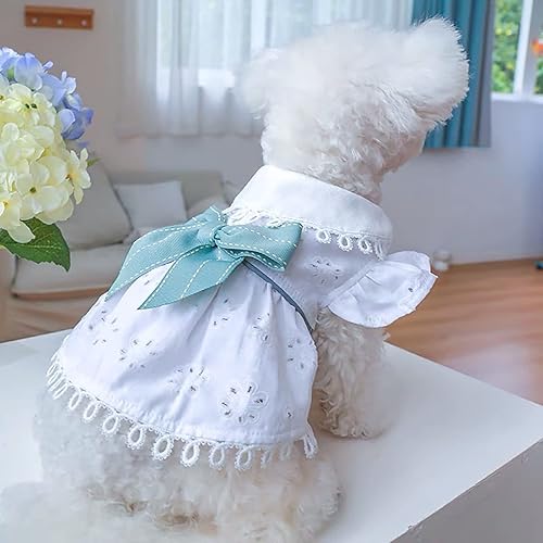 Lindo vestido de princesa para perro, ropa de verano para mascotas para perros pequeños, elegante lazo con lazo, vestido de verano para cachorros,