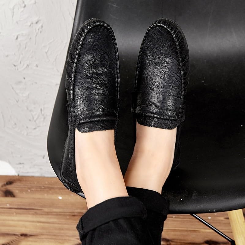 Men's Loafers Round Toe Vegan Leather Loafer Shoe Anti-Slip Flat Heel Comfortable Wedding Casual Slip-on2