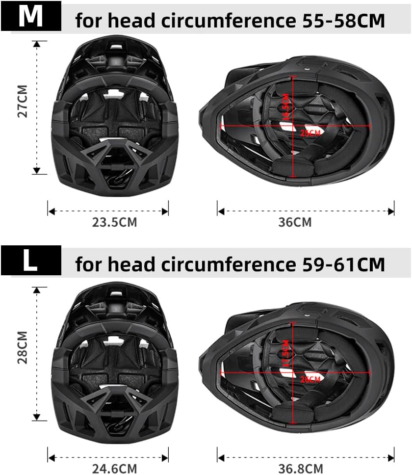Lixada Adult Bike Helmet, Full Face Mountain Bike Helmet Lightweight Bicycle Helmet with Pads & Visor, Comfort Cycling Helmet Racing Downhill MTB Helmet for Men Women - Image 3