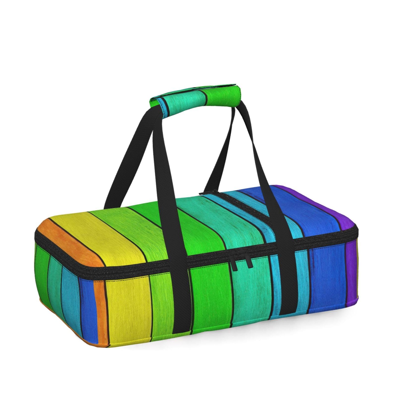 Rainbow Colored Wood Background Print Insulated Thermal Food Storage Bag Daily Reusable Picnic Tote Lunch Box Home