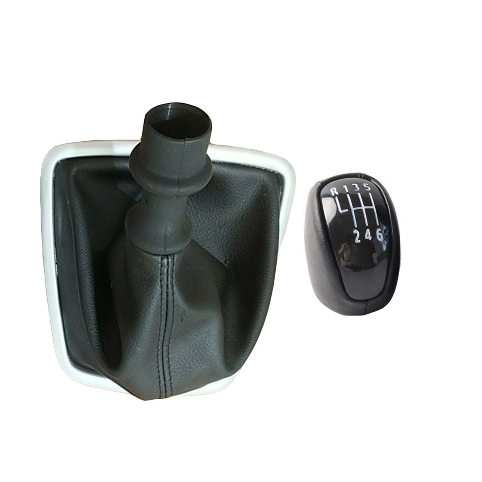 LinQianBhD Car Gear Shift Knob for Laguna for Mk3 2007-2015 Manual Gear Shift Knob Leather Gaiter Boot Cover Lever 6 Speed Shifter Handle Stick(Black knob and Boot)