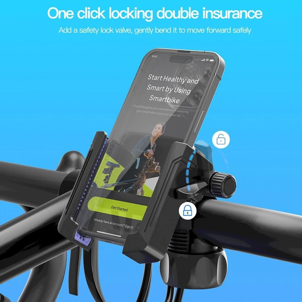 Tipo Manillar Bicicleta De Montaña Moto Soporte Teléfono GPS Móvil Giratorio 360° para 4-7.2 Pulgadas(Negro)