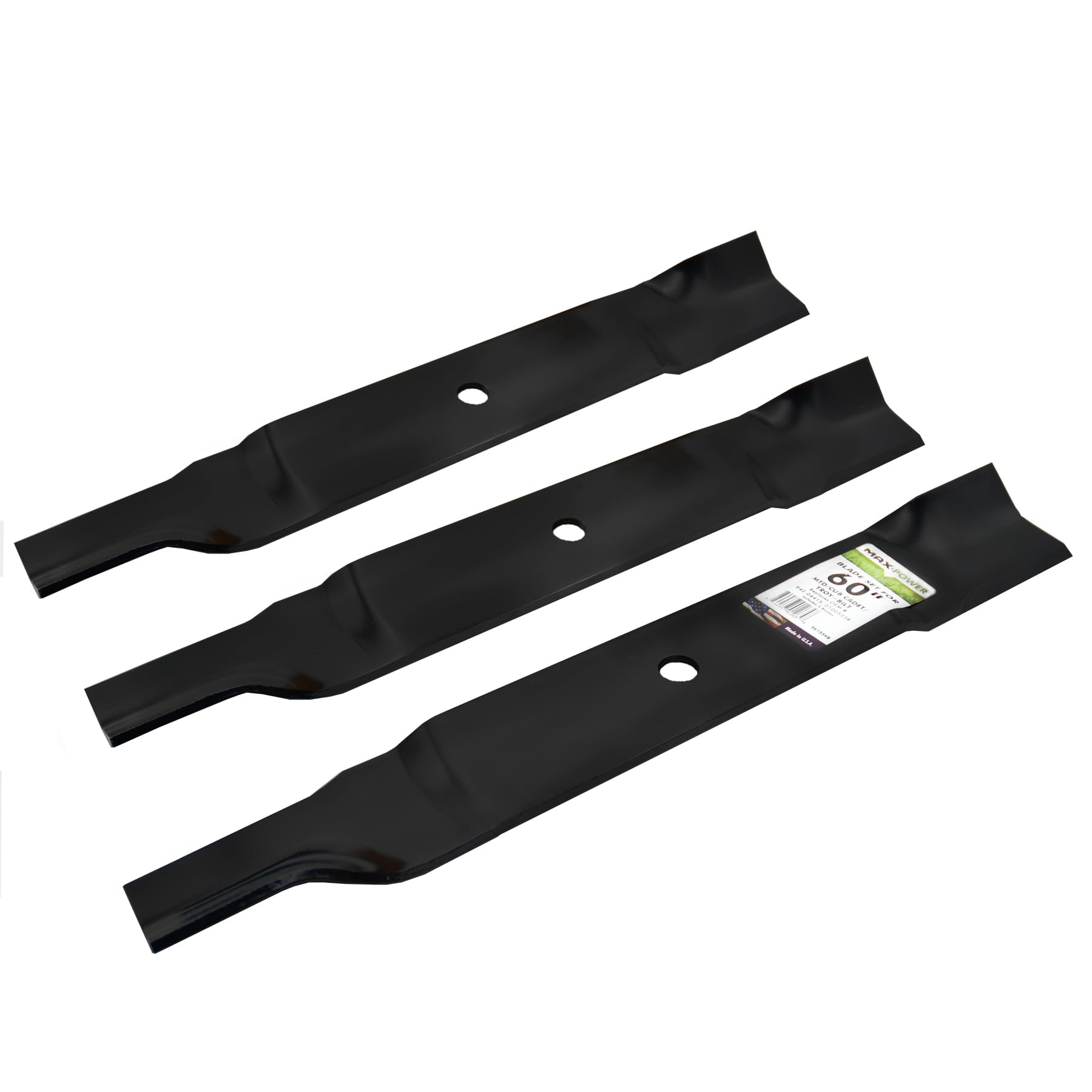 MAXPOWER 561554B Lot de 3 Lames pour MTD Cub Cadet, Troy-Bilt Remplace OEM # 02005019, 1005338, 94204415, Noir