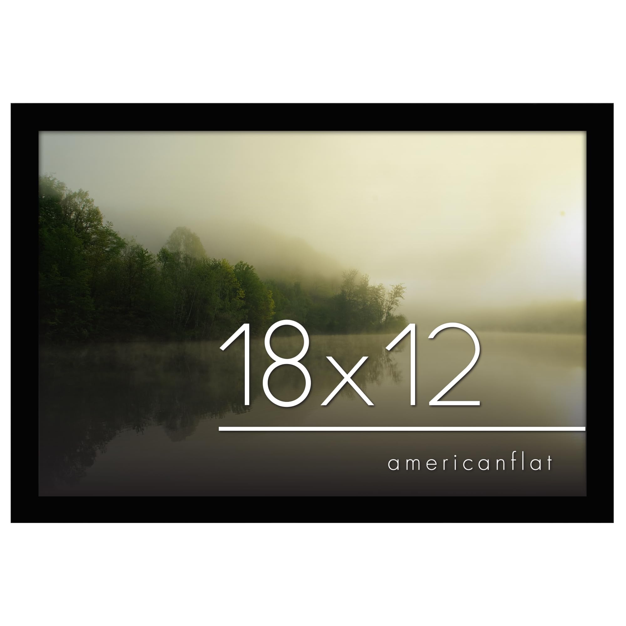 Americanflat 18x12 Picture Frame in Black - Engineered Wood Photo Frame with Hanging Hardware - Horizontal and Vertical Formats for Wall Display