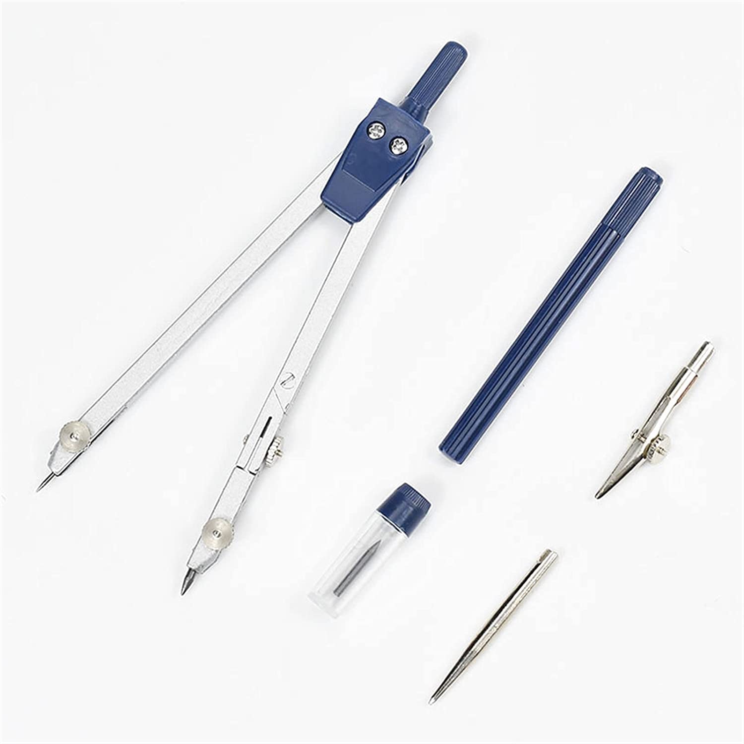 AKAZI Geometrie-Set Kompass für Geometrie – 5-teiliges Set Kunststoff-Metall-Geometrie-Winkelmesser-Zeichnen Schulkompass-Set für Lehrer und Schüler auf jedem Niveau Kompass-Set